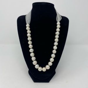 NEW Fresh Water 11mm Strand of Pearls on White Ribbon.$680 choker or necklace